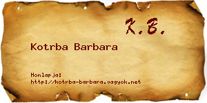 Kotrba Barbara névjegykártya